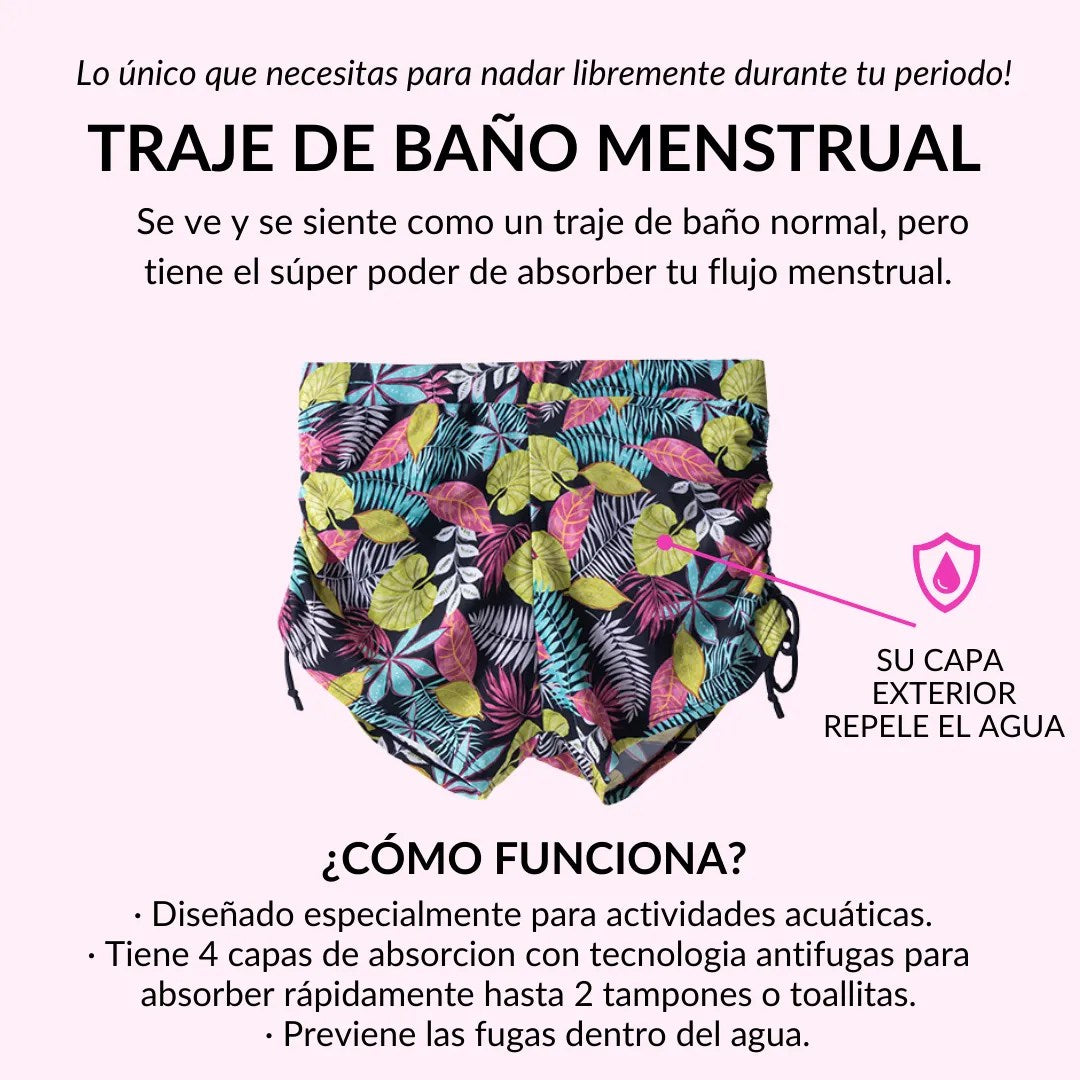 Traje de Baño Menstrual Kaia Flores (Flujo moderado)