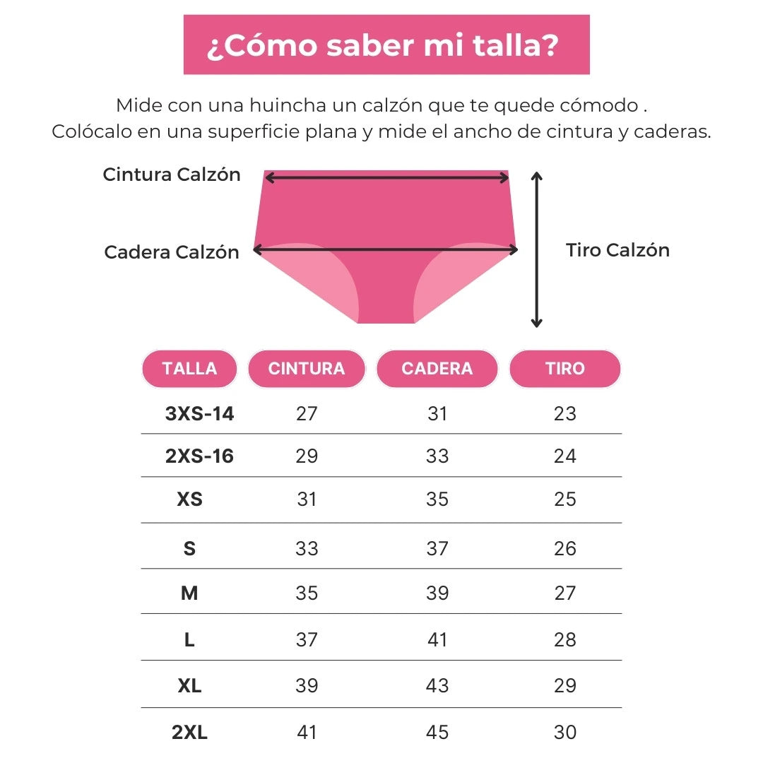 Tabla de tallas Calzón Noe