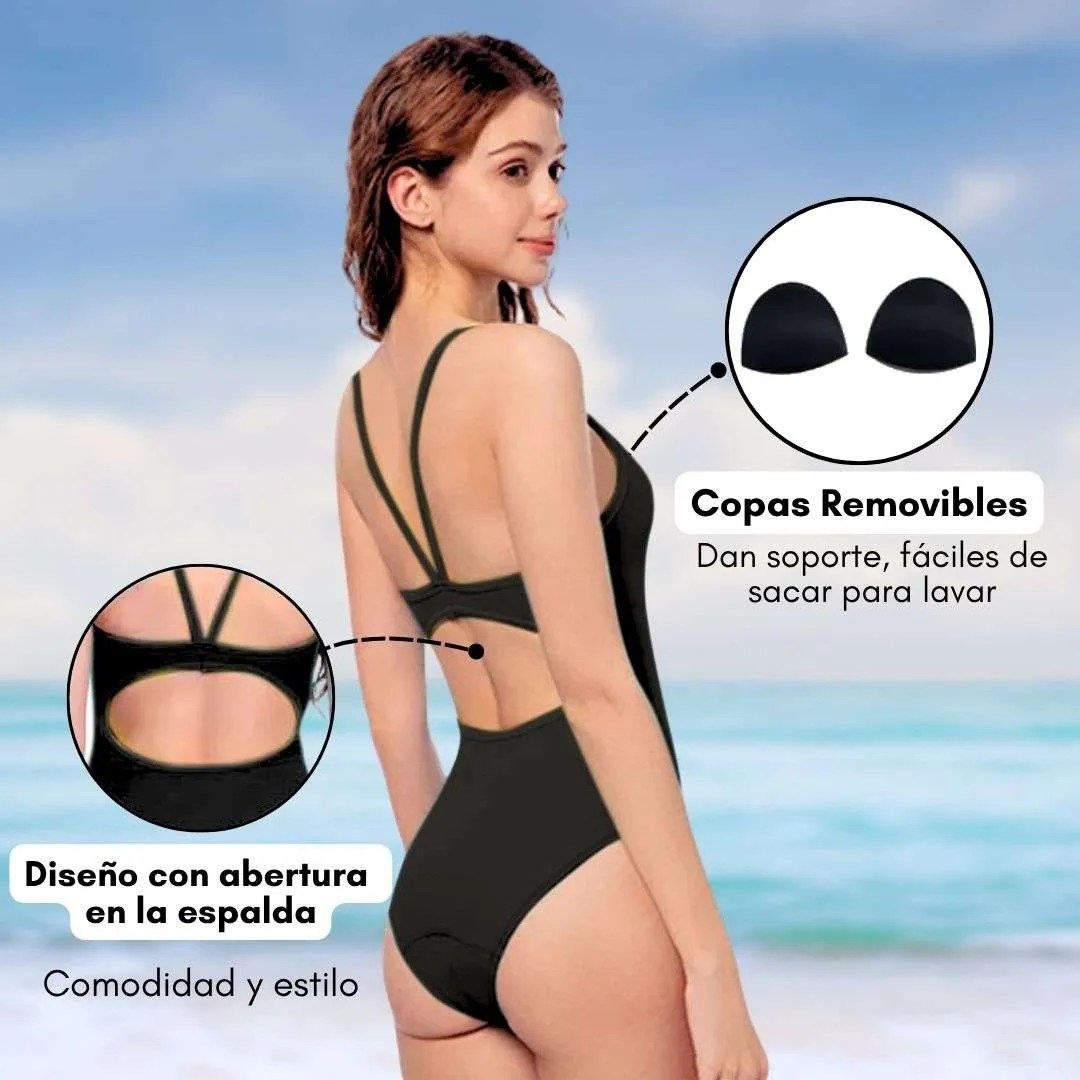 Traje de Baño Menstrual Delfi Negro (Flujo Moderado)